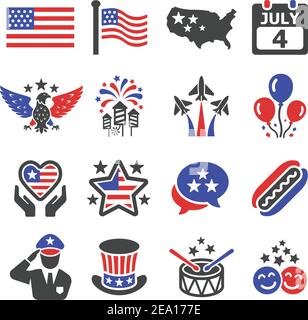 independence day icon set Stock Vector