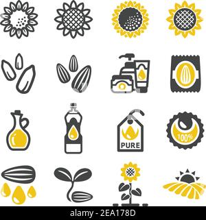 sunflower icon set Stock Vector
