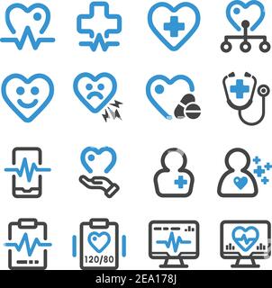 health,heart line icon set Stock Vector