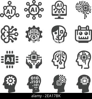 artificial intelligence,AI icon set Stock Vector