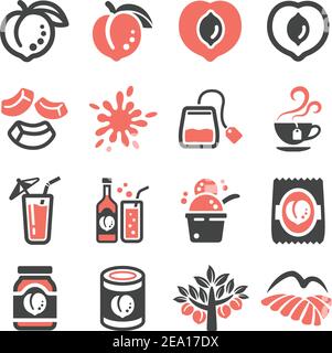 peach icon set Stock Vector
