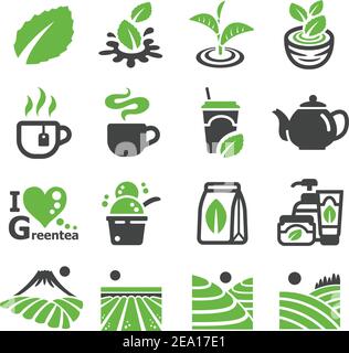 greentea,tea icon set Stock Vector