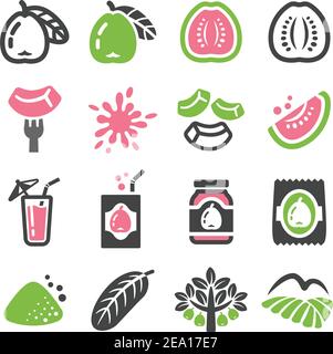 guava icon set Stock Vector