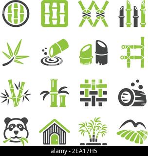bamboo icon set Stock Vector