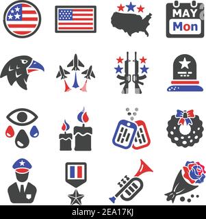 memorial day icon set Stock Vector
