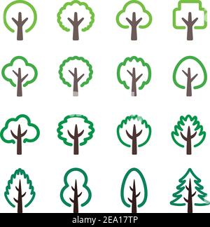 tree line icon set Stock Vector