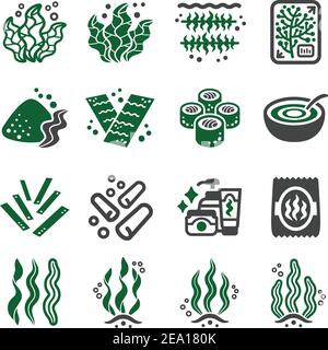 seaweed icon set Stock Vector