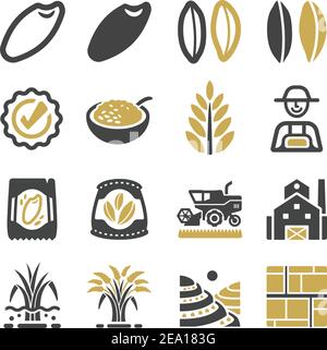 Rice and grain symbol for agriculture and plant farming vector ...