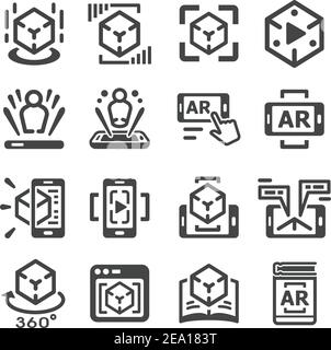 augmented reality technology icon set Stock Vector