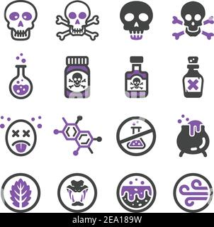 poison,toxic icon set Stock Vector