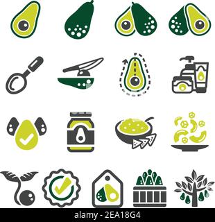 avocado icon set Stock Vector