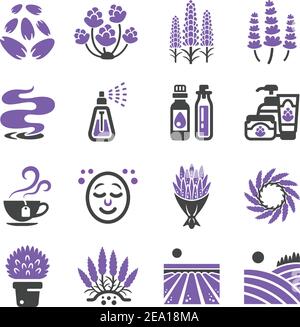 lavender flower icon set Stock Vector