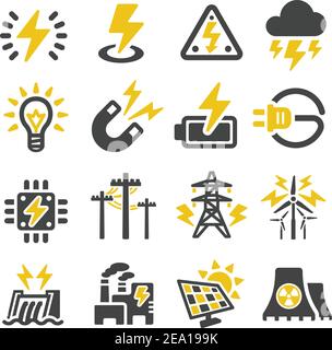 electric icon set Stock Vector