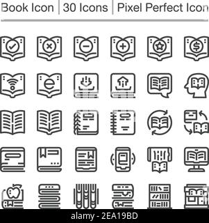 book line icon,editable stroke,pixel perfect icon Stock Vector