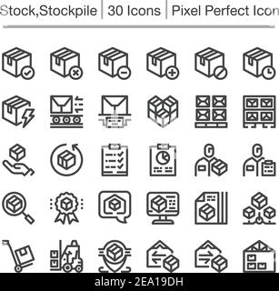 stock,stockpile line icon set Stock Vector