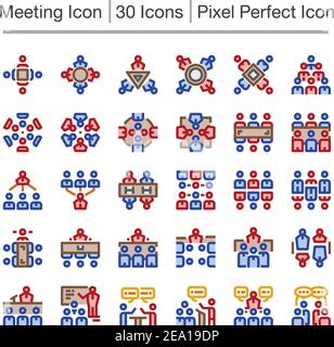 meeting line icon,editable stroke,pixel perfect icon Stock Vector
