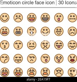emoticon circle face line icon,editable stroke Stock Vector