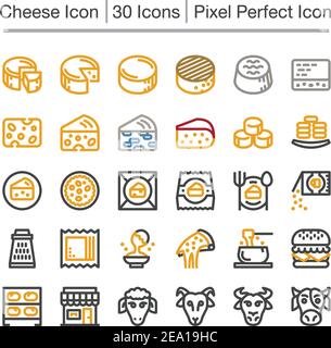 cheese line icon set Stock Vector