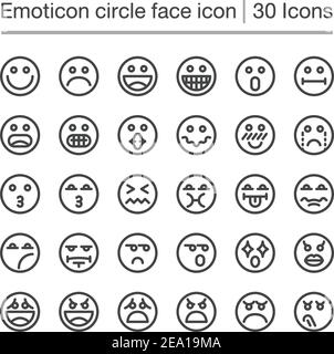 emoticon circle face line icon,editable stroke Stock Vector