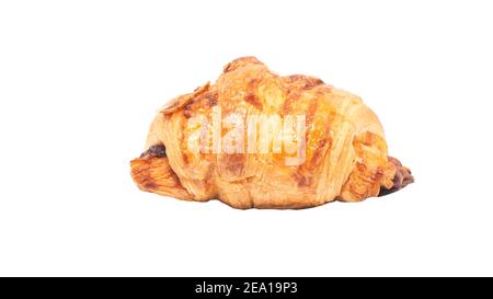 Plain croissant on isolated white background with clipping path. Food still life objct. Stock Photo
