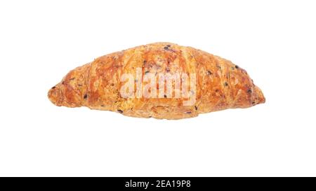 Plain croissant on isolated white background with clipping path. Food still life objct. Stock Photo
