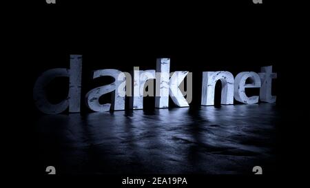 Darknet text word on black background - 3D rendering Stock Photo