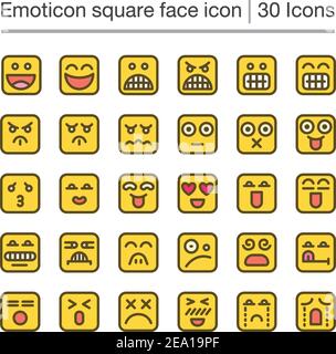 emoticon square face line icon,editable stroke Stock Vector