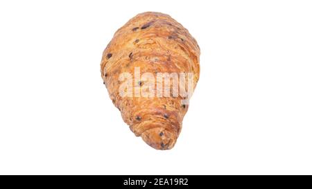 Plain croissant on isolated white background with clipping path. Food still life objct. Stock Photo