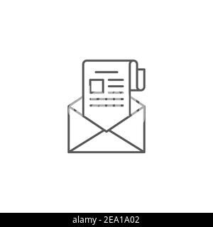 Newsletter in envelope icon, color, line, outline vector sign, linear style pictogram isolated on white. Symbol, logo illustration Stock Vector