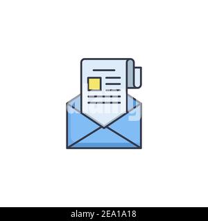 Newsletter in envelope icon, color, line, outline vector sign, linear style pictogram isolated on white. Symbol, logo illustration Stock Vector