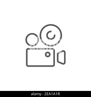 Movie film camera  icon, color, line, outline vector sign, linear style pictogram isolated on white. Symbol, logo illustration Stock Vector