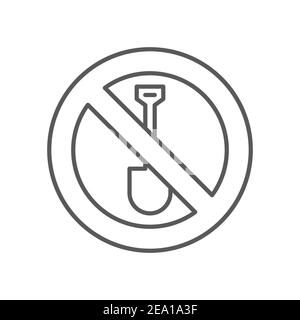 No digging icon, color, line, outline vector sign, linear style pictogram isolated on white. Symbol, logo illustration Stock Vector