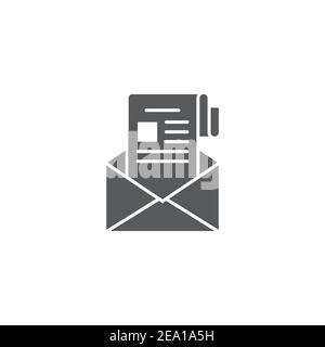 Newsletter in envelope icon, color, line, outline vector sign, linear style pictogram isolated on white. Symbol, logo illustration Stock Vector
