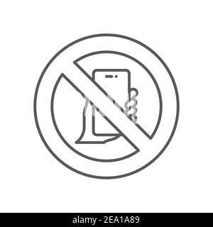 No cell phone icon, color, line, outline vector sign, linear style pictogram isolated on white. Symbol, logo illustration Stock Vector