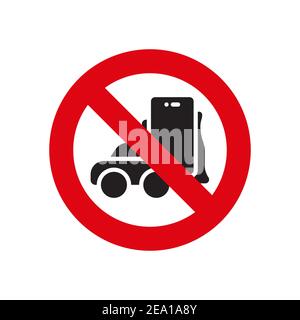 No driving and phone using icon, color, line, outline vector sign, linear style pictogram isolated on white. Symbol, logo illustration Stock Vector