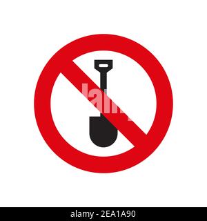 No digging icon, color, line, outline vector sign, linear style pictogram isolated on white. Symbol, logo illustration Stock Vector