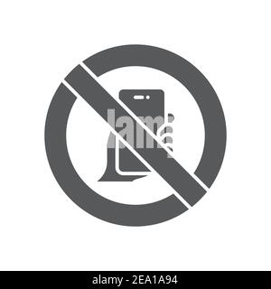 No cell phone icon, color, line, outline vector sign, linear style pictogram isolated on white. Symbol, logo illustration Stock Vector