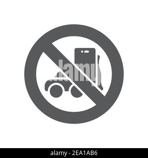 No driving and phone using icon, color, line, outline vector sign, linear style pictogram isolated on white. Symbol, logo illustration Stock Vector