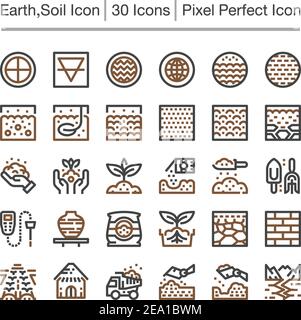 earth,soil line icon,editable stroke,pixel perfect icon Stock Vector