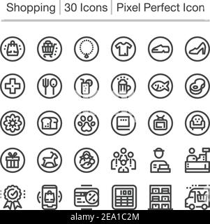 shopping line icon,editable stroke,pixel perfect icon Stock Vector
