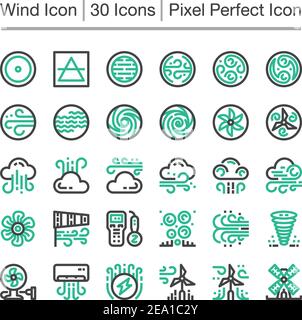 wind line icon,editable stroke,pixel perfect icon Stock Vector