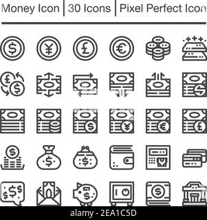 money line icon,editable stroke,pixel perfect icon Stock Vector