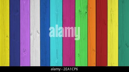 Multi-colored wood planks background Stock Photo
