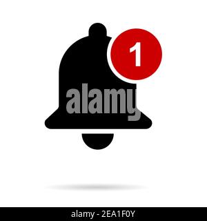 Bell alert icon isolated on white background, black alarm vector illustration symbol, ring web signal . Stock Vector