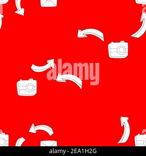 Seamless pattern with business elements icons in doodle style, infographic. Vector illustration design. Hand drown business icon on color background Stock Vector