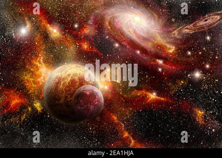 space in red orange planet Stock Photo