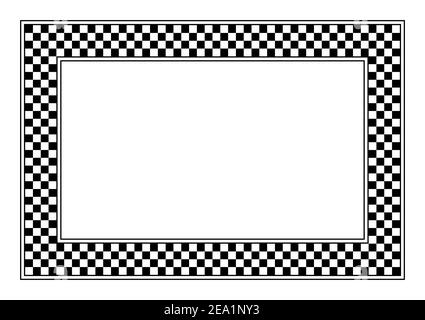 Checkerboard pattern, square frame. A checkered pattern frame, made of ...