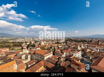 Aerial view of the Pistoia city from the cathedral bell tower. Pistoia, Tuscany, Italy Stock Photo