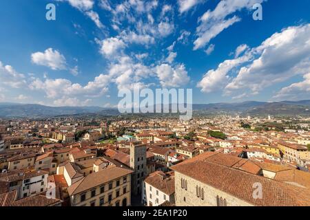 Aerial view of the Pistoia city from the cathedral bell tower. Pistoia, Tuscany, Italy Stock Photo