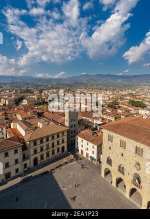 Aerial view of the Pistoia city from the bell tower, Cathedral square (Piazza Duomo). Pistoia, Tuscany, Italy, Europe Stock Photo